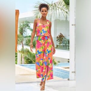 Boston Proper Bright Blooms Scoop Neck Blouson Dress